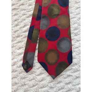 Colours by Alexander Julian Mens Red Silk Large Polka Dot Geometric Necktie Tie